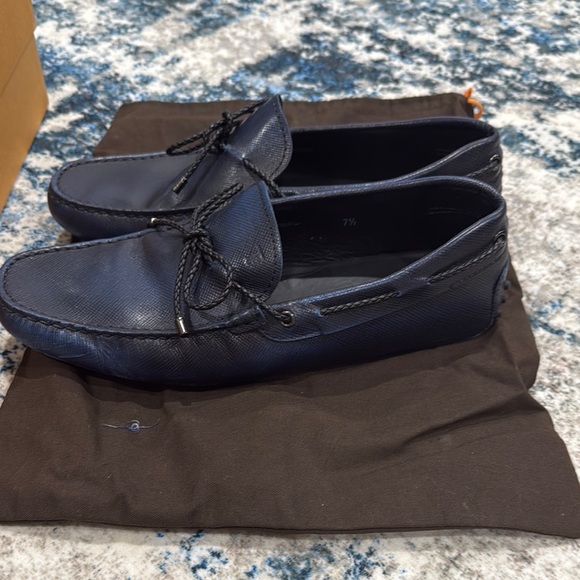 Men's Blue Leather Loafers - Picture 3 of 6